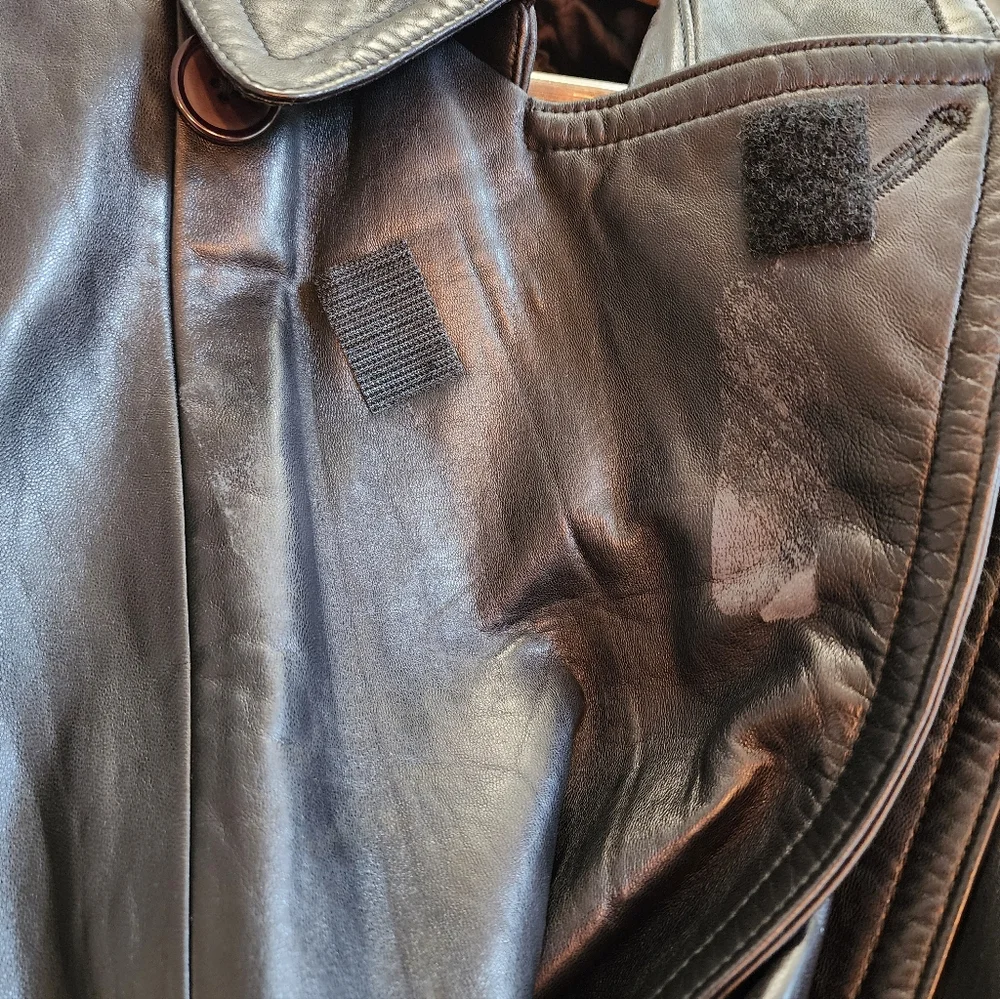 1980s Michael Hoban North Beach Vintage Leather Trench Coat in Black Size 38